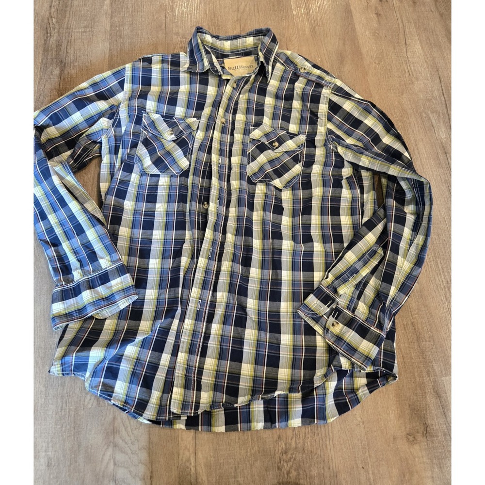 Ruff Hewn Mens Casual Regular‎ Multicolor Long Sleeve Button Down Shirt Size L